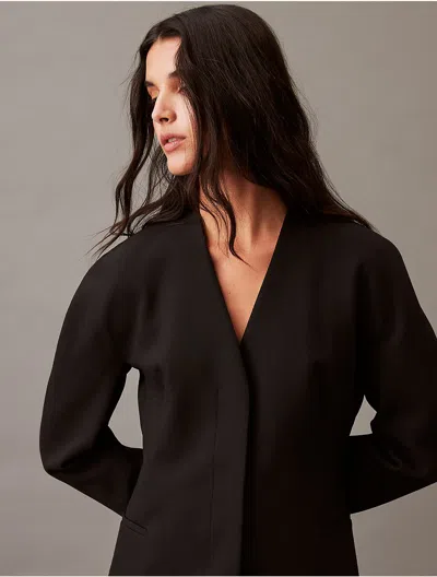 Calvin Klein Women's Structured Stretch Blazer In Black Beauty