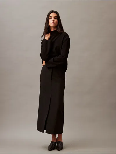 Calvin Klein Women's Structured Stretch Skirt In Black Beauty