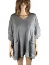 Calvin Klein Women's Suede Hem Front Pocket Top In Grey In Gray