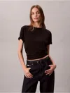 Calvin Klein Women's Supima Cotton Emblem Logo Graphic Classic T-shirt In Black