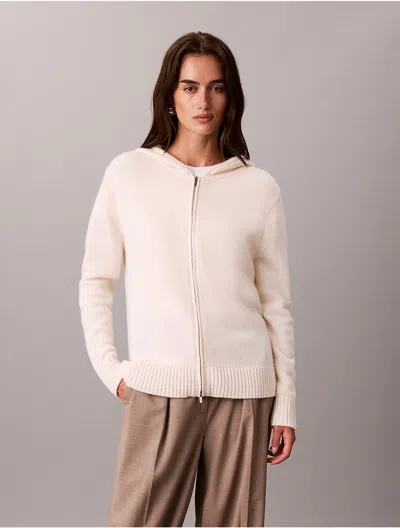 Calvin Klein Women's Sweater Knit Full Zip Hoodie In Gold