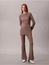 Calvin Klein Women's Tailored Knit Flared Pull-on Pants In Brown