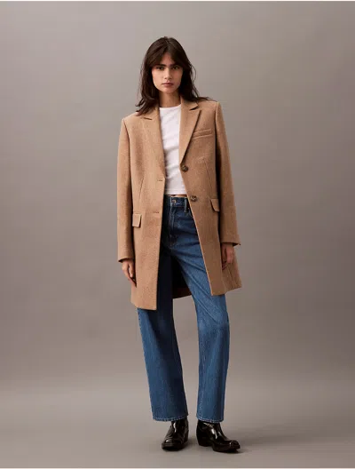 Calvin Klein Women's Tailored Single Breasted Coat In Spiced Plum Melange