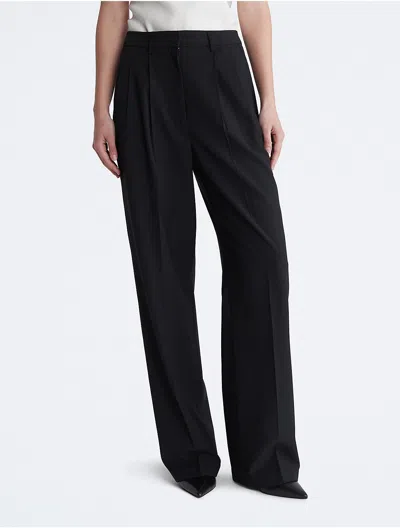 Calvin Klein Women's Tailored Wide Leg Trousers In Black Beauty
