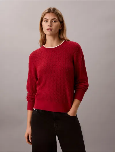 Calvin Klein Women's Tech Cable Knit Sweater In Red