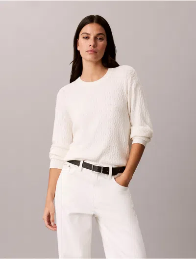 Calvin Klein Women's Tech Cable Knit Sweater In White