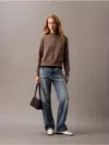 Calvin Klein Women's Tech Knit Bomber Jacket In Shitake Melange