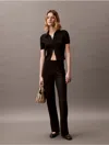 Calvin Klein High-waisted Straight-leg Trousers In Black