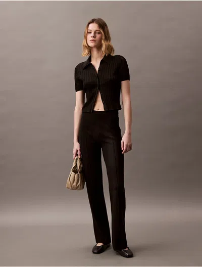 Calvin Klein High-waisted Straight-leg Trousers In Black