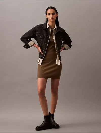 Calvin Klein Women's Tech Knit Mini Dress In Tarmac