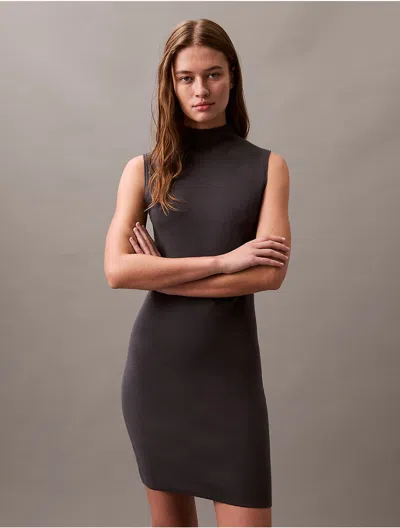 Calvin Klein Women's Tech Knit Sleeveless Mini Dress In Asphalt