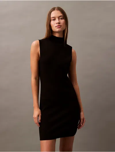 Calvin Klein Women's Tech Knit Sleeveless Mini Dress In Black Beauty