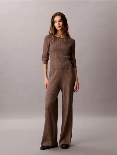 Calvin Klein Women's Tech Knit Stitch Pants In Brown