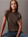 Calvin Klein Women's Tech Knit Tee In Shitake Melange