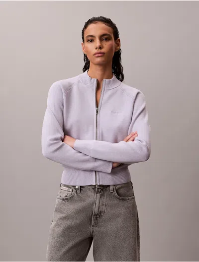 Calvin Klein Women's Tech Knit Zip Sweater In Gray