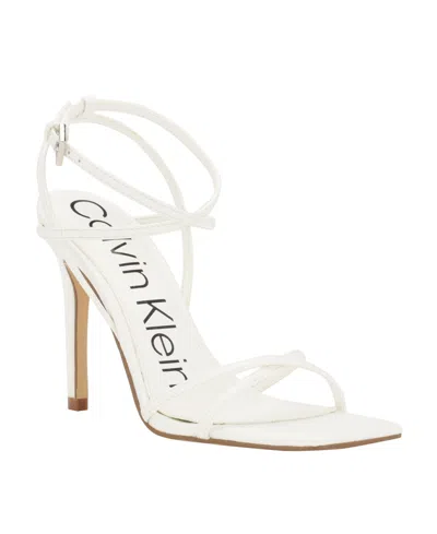 Calvin Klein Women's Tegin Strappy High Stiletto Sandals In White