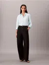 Calvin Klein Women's Tencel Roll Tab Classic Button-down Shirt In Blue