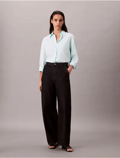 Calvin Klein Women's Tencel Roll Tab Classic Button-down Shirt