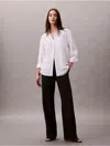Calvin Klein Women's Tencel Roll Tab Classic Button-down Shirt In White