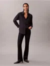 Calvin Klein Women's Tencel Roll Tab Classic Button-down Shirt In Black