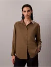 Calvin Klein Women's Tencel Roll Tab Classic Button-down Shirt In Multi