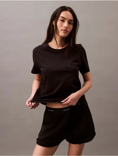 Calvin Klein Women's Terry Lounge Crewneck Sleep T-shirt In Black