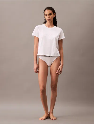 Calvin Klein Women's Terry Lounge Crewneck Sleep T-shirt In White