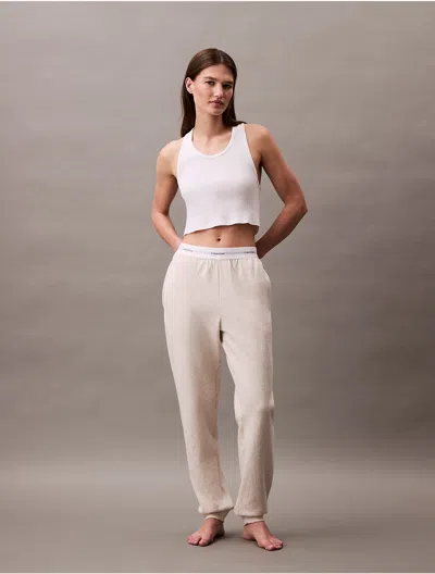 Calvin Klein Women's Terry Lounge Joggers In Oatmeal Heather