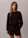 Calvin Klein Women's Terry Lounge Relaxed Sweatshirt In Black