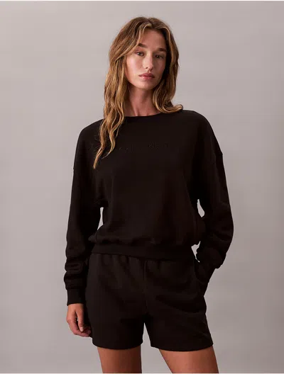 Calvin Klein Women's Terry Lounge Relaxed Sweatshirt In Black