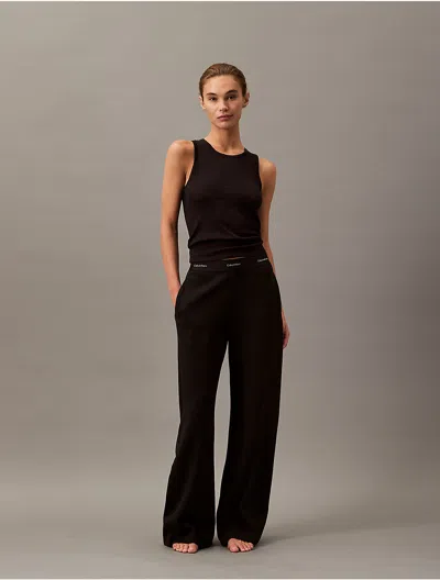 Calvin Klein Women's Terry Lounge Wide Leg Pants In Black