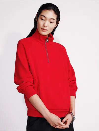 Calvin Klein Women's Terry Zip Polo Sweatshirt In Red