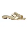 Calvin Klein Women's Tessie Slip-on Square Toe Flat Sandals In Gold Leather