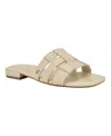 Calvin Klein Women's Tessie Slip-on Square Toe Flat Sandals In Ivory Leather
