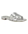 Calvin Klein Women's Tessie Slip-on Square Toe Flat Sandals In Silver Leather