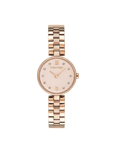 Calvin Klein Women's Textured Bezel Shimmer Dial Watch In Blush