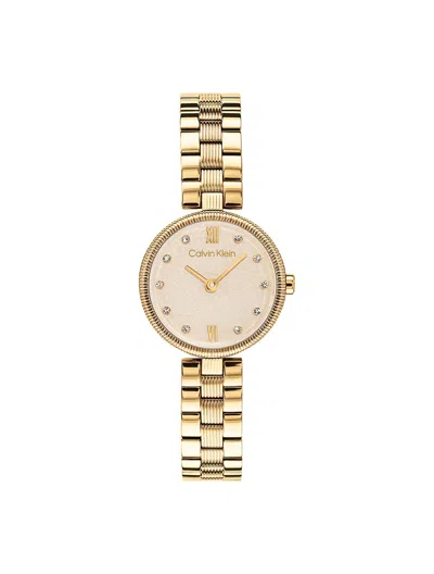Calvin Klein Women's Textured Bezel Shimmer Dial Watch In Gold