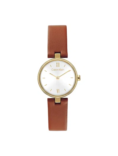 Calvin Klein Women's Textured Bezel Shimmer Dial Watch In White