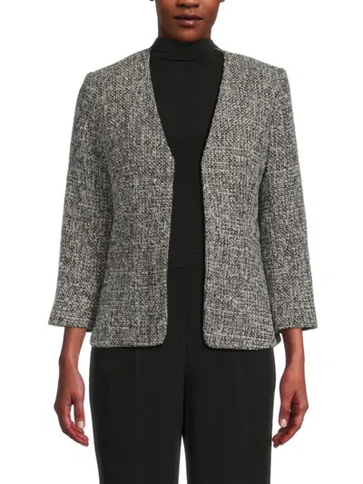 Calvin Klein Women's Textured Collarless Blazer In Black Multi
