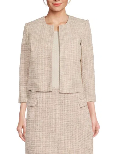 Calvin Klein Women's Textured Cropped Open Front Jacket In Neutral