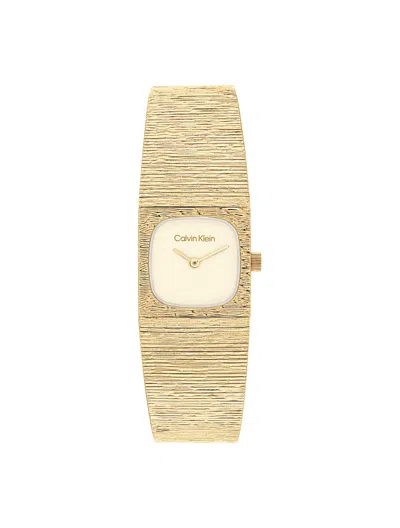 Calvin Klein Women's Textured Dial Mesh Bracelet Watch In Gold