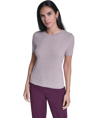 Calvin Klein Women's Textured Lightweight Crewneck Pullover Sweater In Gray