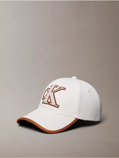 Calvin Klein Women's Textured Monogram Baseball Cap In White