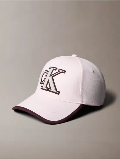 Calvin Klein Women's Textured Monogram Baseball Cap In White