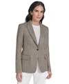 Calvin Klein Women's Textured One-button Jacket In Brown