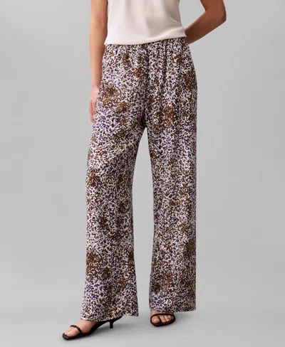 Calvin Klein Women's Textured Print Pull-on Pants In Multi