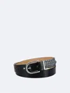 Calvin Klein Women's Textured Round Buckle Belt In Black Croc