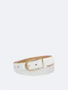Calvin Klein Women's Textured Round Buckle Belt In Bone Croc