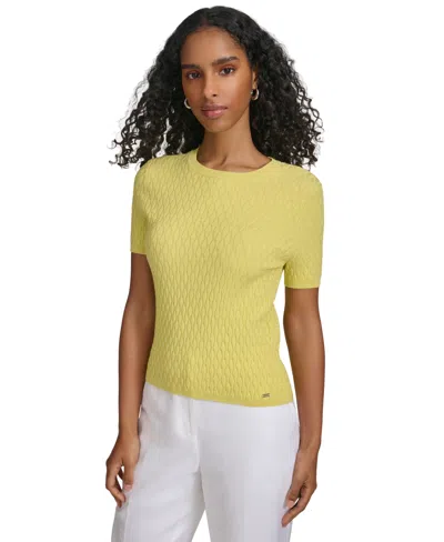 Calvin Klein Women's Textured Short-sleeve Sweater In Pear