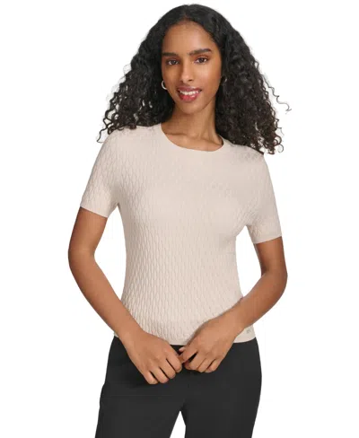 Calvin Klein Women's Textured Short-sleeve Sweater In Stony Beige